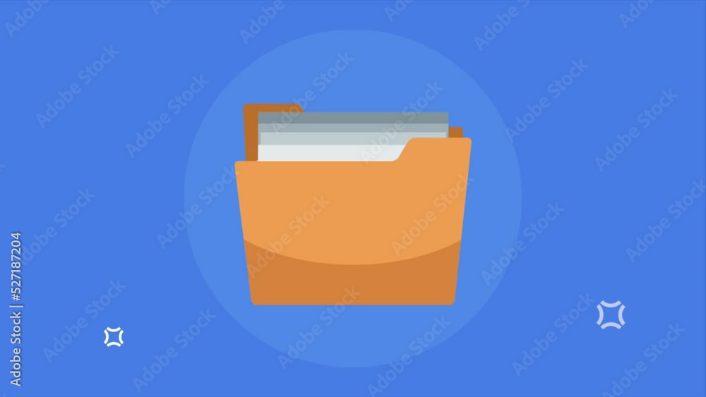 Poster folder file with documents animation