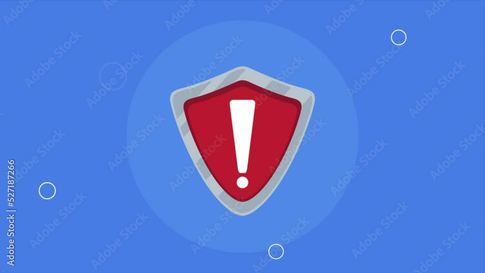 Poster shield with alert symbol animation