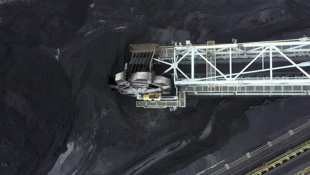 Coal terminal with technics working in it.