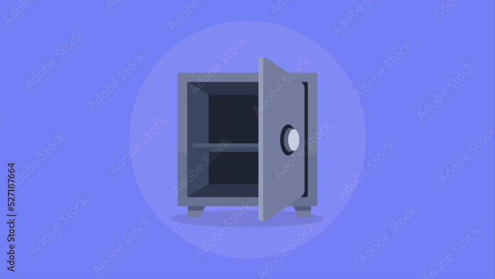 Poster safe security box open animation