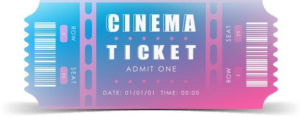 Cinema ticket design. Modern elegant ticket card illustration template. Vector.