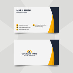 Fototapeta premium Modern Yellow and White Business Card Template, Professional Visiting Card Design