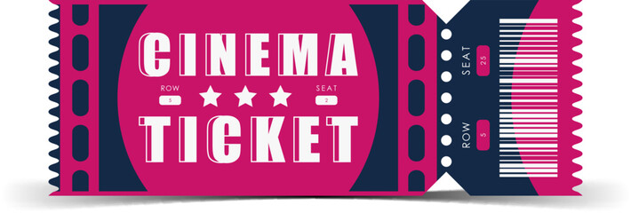 Naklejka premium Cinema ticket design. Modern ticket card template. Vector.