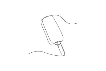 Continuous one line drawing ice cream bar stick. Dessert concept. Single line draw design vector graphic illustration.