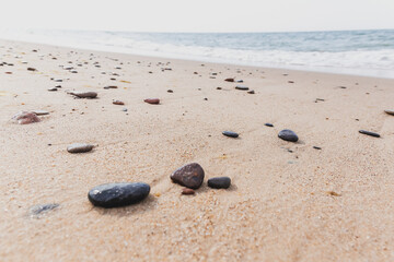 Fototapeta na wymiar Pebbles on the shore of the Baltic Sea, Poland