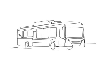Single one line drawing bus. vehicle concept. Continuous line draw design graphic vector illustration.