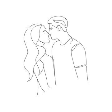 recommend clip art: Couple romantic and love mood kissing romance line art drawing line illustration 