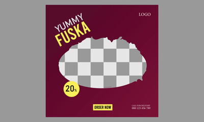 Socil media post fuska food design template.