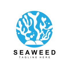 Seaweed Logo Design, Underwater Plant Illustration, Cosmetics And Food Ingredients