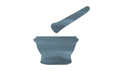 Fototapeta Simple mortar and pestle watercolor style vector illustration isolated on white background. Stone mortar and pestle clipart. Kitchen utensil clipart cartoon hand drawn. Also known as 'obek dan ulekan obraz