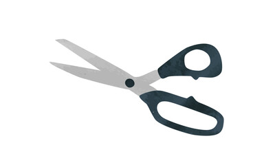 Simple kitchen scissors watercolor style vector illustration isolated on white background. Scissors clipart. Scissors hand drawn cartoon. Minimalist scissors icon drawing