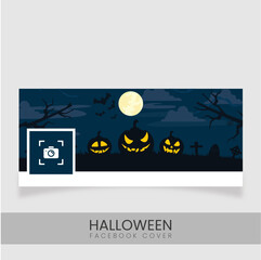 Halloween facebook cover design with pumpkins