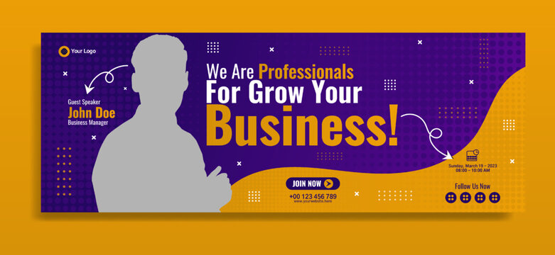 Business webinar horizontal banner template design. Very suitable for online class programs, marketing, etc.