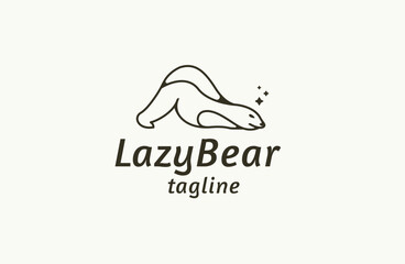 Lazy bear logo icon design template flat vector illustration