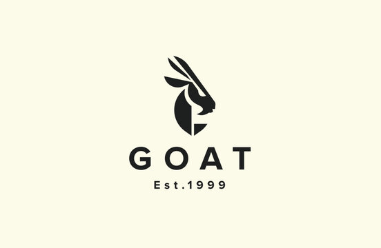 Goat head logo icon design template flat vector illustration