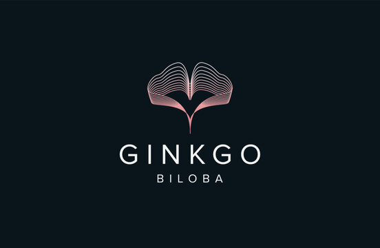Ginkgo leaf logo icon design template flat vector illustration