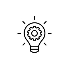 Innovation icon. Simple outline style. Light bulb and cog inside, gear, idea, solution concept. Thin line vector illustration isolated on white background. EPS 10.