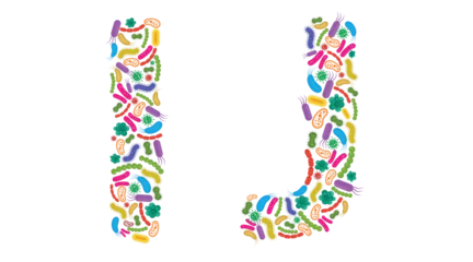 Fotobehang Vector alphabet I J made of Bacteria isolated on white background, bacteria font. Vector illustration. © Surendra
