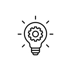 Innovation icon. Simple outline style. Light bulb and cog inside, gear, idea, solution concept. Thin line vector illustration isolated on white background. EPS 10.