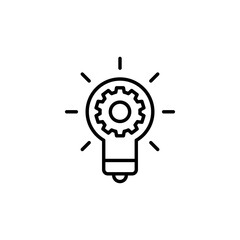 Innovation icon. Simple outline style. Light bulb and cog inside, gear, idea, solution concept. Thin line vector illustration isolated on white background. EPS 10.