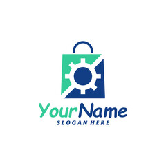 Shop Gear Logo Design Template. Shop logo concept vector. Creative Icon Symbol