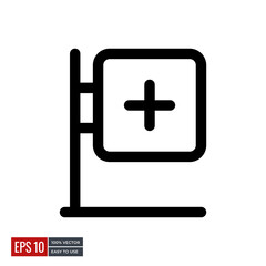 Medical signboard icon vector. minimal line icons perfect for health web or app designs. Simple illustration.