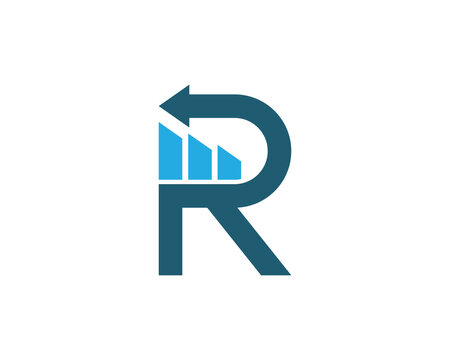 Initial Letter R with Chart Statistic Logo Concept sign icon symbol Design. Financial, Accounting, Marketing, Business Logotype. Vector illustration template
