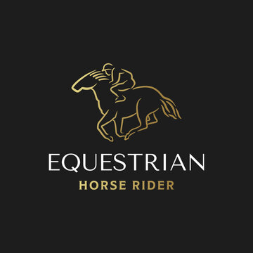 Equestrian Championship logo. Horse Rider Race logo design template