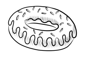 BLACK VECTOR ILLUSTRATION OF A DONUT ISOLATED ON A WHITE BACKGROUND
