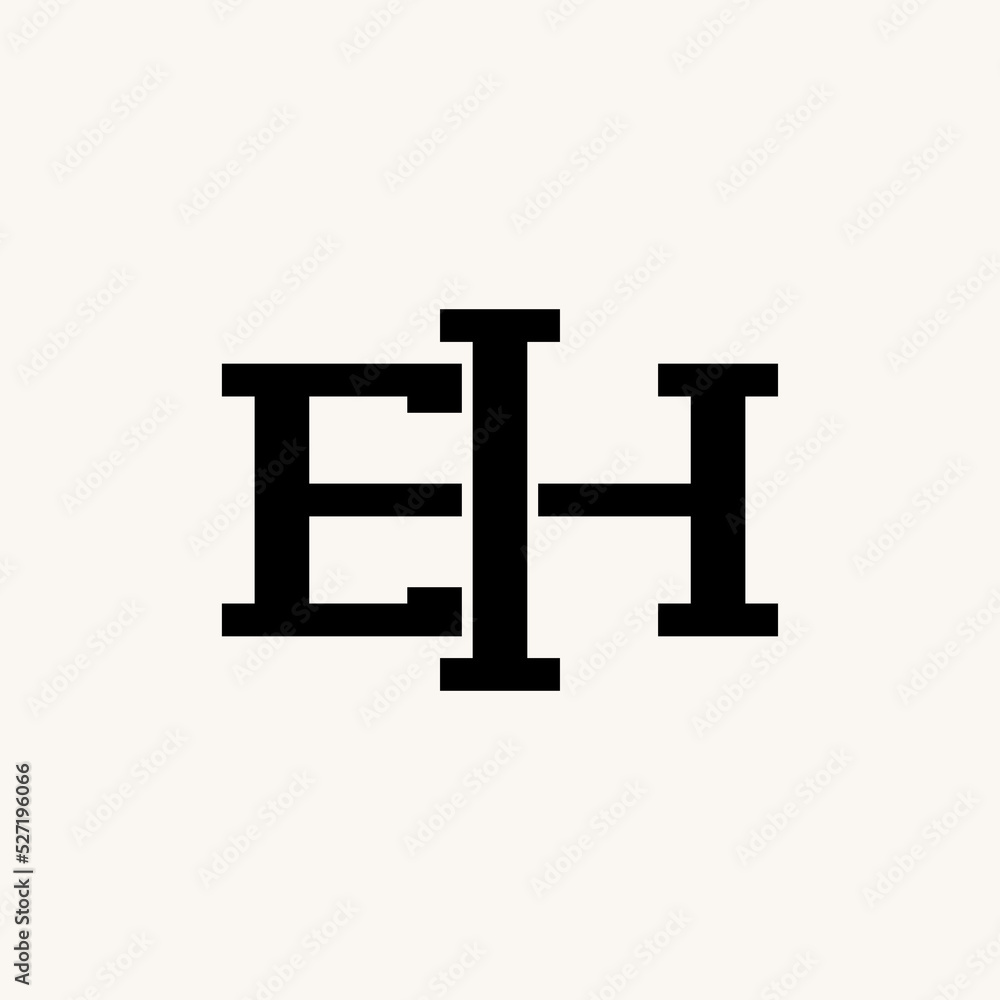 Poster simple and unique letter or word eh serif font with line block on middle image graphic icon logo des