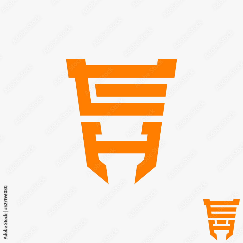 Poster simple and unique letter or word eh serif font like shield or guard image graphic icon logo design a