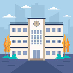 school building in flat design vector concept illustration
