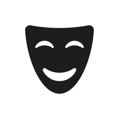 Comedy black vector icon on white background