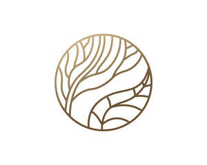 Natural Plant and Leaf Tropical Logo Concept icon symbol sign symbol Design Element Line Art Style. Natural Products, Cosmetics, Ecology, health Care, spa, yoga Logotype. Vector illustration template