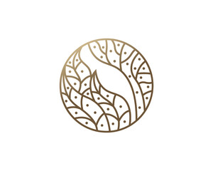 Natural Plant and Leaf Tropical Logo icon symbol sign symbol Design Element Line Art Style. Natural Products, Cosmetics, Ecology, health Care, spa, yoga Logotype. Vector illustration template