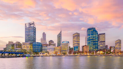 Fototapeta na wymiar Perth downtown city skyline cityscape of Australia