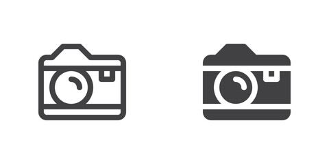 Photo camera icon, line and glyph version
