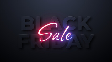 Obraz premium Black friday Sale banner for social media stories sale, web page, mobile phone. template design special offer, text from an electric lamp on the wall
