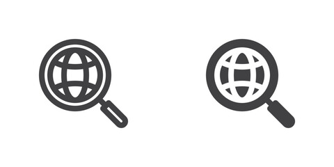 Globe and magnifier icon