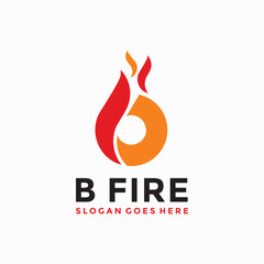 B Fire letter logo vector image