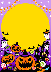コミック風ハロウィン背景紫タテ