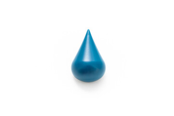 Fototapeta premium Blue water drop icon isolated on white background. Blue colour. Minimalist design. Stationery. Magnet. Home decoration. Cute. Kids toy. Raindrop