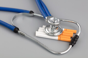 Stethoscope and cigarette medical smoking cessation