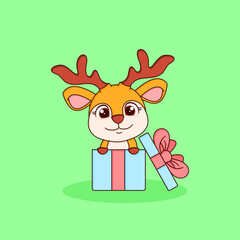 Cute deer mascot cartoon character.