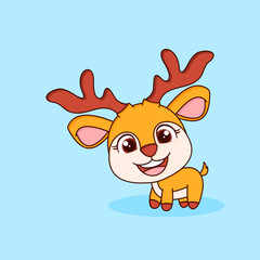 Cute deer mascot cartoon character.