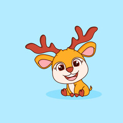 Cute deer mascot cartoon character.