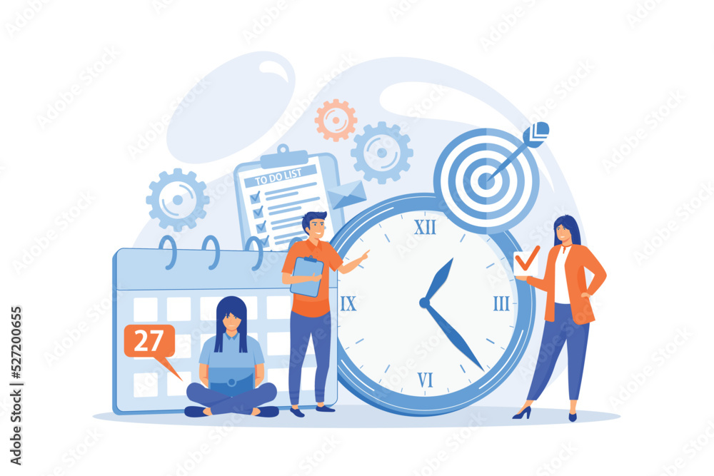 Aufkleber work schedule, timetable managing. workflow organization. effective work scheduling. time management