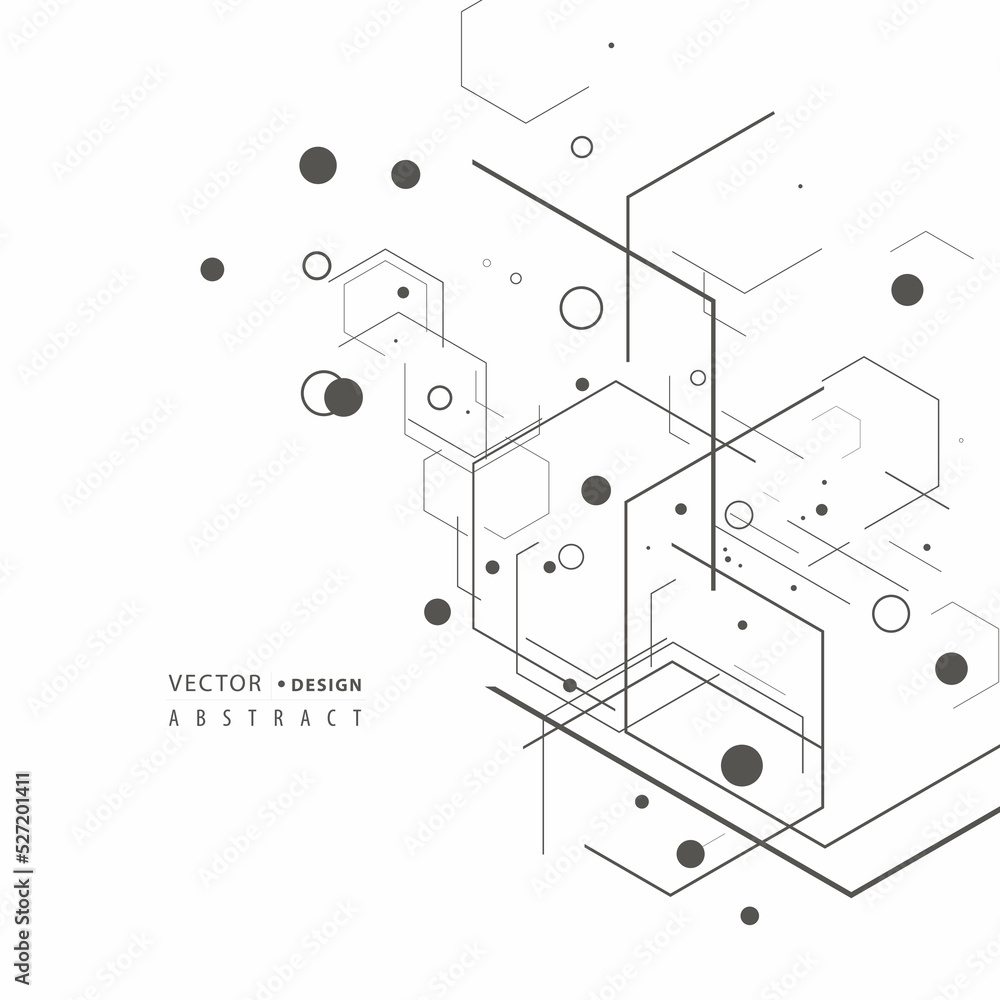 Aufkleber abstract hexagons genetic, science, chemical pattern. technology geometric carcass. vector connectio