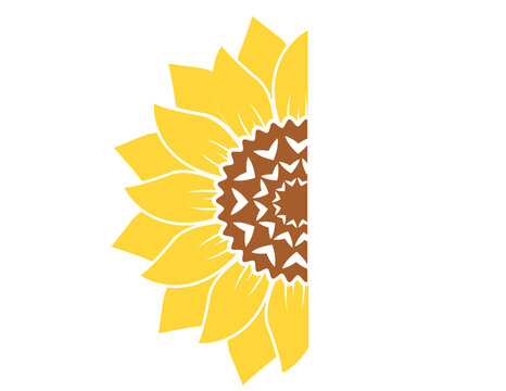 recommend clip art: Sunflower icon. Sunflower in flat style isolated on white background. Sun flower silhouette. Circle yellow logo. Graphic illustration