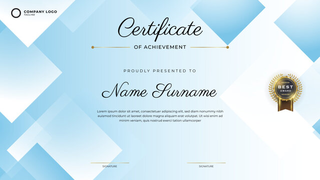 Blue Professional Diploma Certificate Template In Premium Style